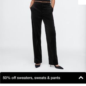 Velvet straight leg pants.